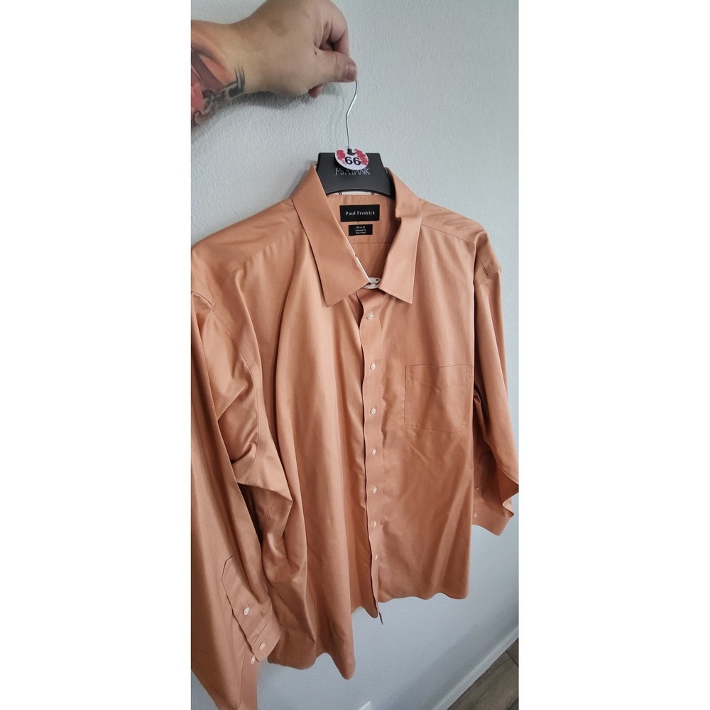 Paul Frederick Dress Shirt Mens 3XL Peach Long Sleeve Mint Condition #66
